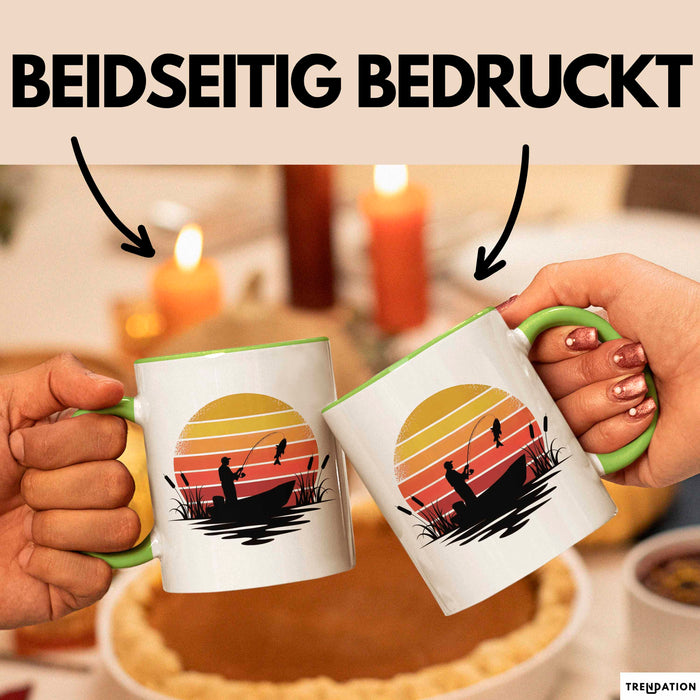 Angelliebhaber Fischer Retro Tasse Geschenk Lustige Geschenkidee Spruch Grün Trendation