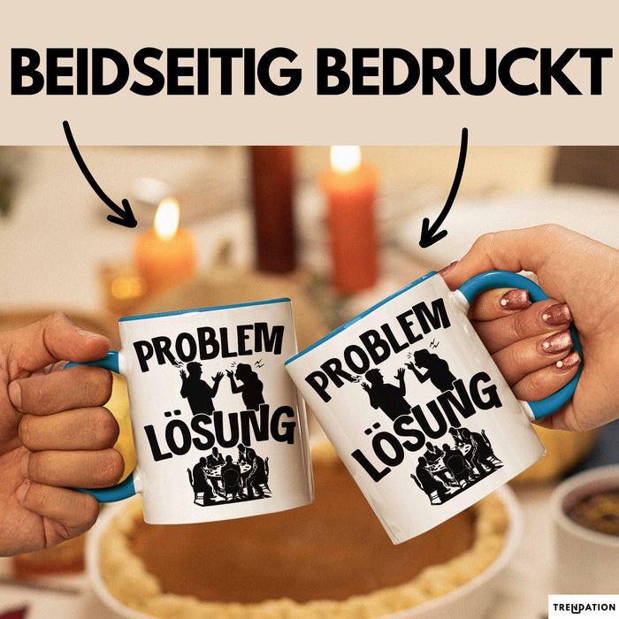 Poker Tasse Geschenk für Poker-Spieler Männer Geschenkidee Problem und Lösung Poker Spielen Kartenspielen Blau Trendation