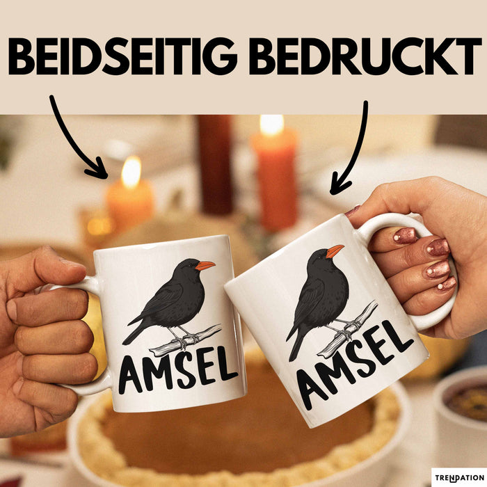 Amsel Vogel Tasse Geschenk Vogelbeobachter Ornithologe Biologe Weiß Trendation