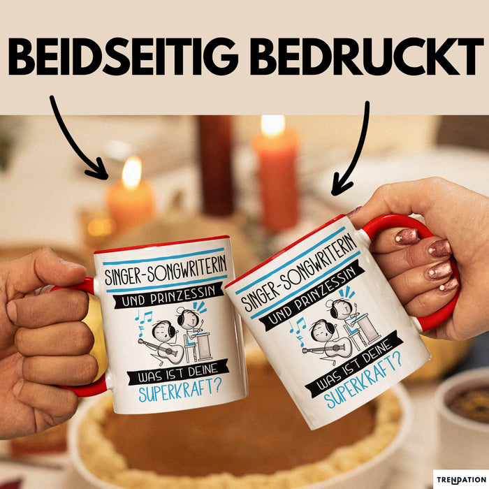 Singer-Songwriterin Und Prinzessin Tasse Geschenk Für Eine Singer-Songwriterin Geburtstag Was Ist Deine Superkraft Rot Trendation
