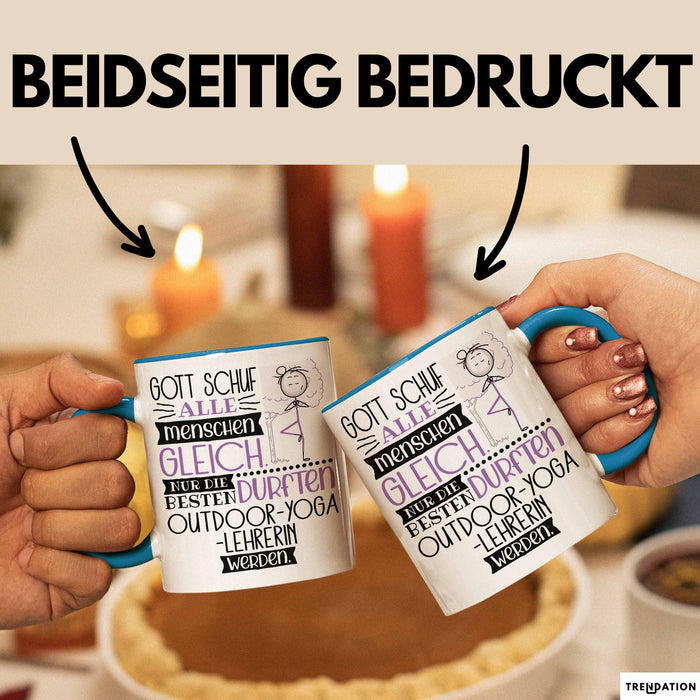 Outdoor-Yoga-Lehrerin Geschenk Becher Tasse Gott Schuf Alle Menschen Gleich Nur Die Besten Durfeten Outdoor-Yoga-Lehrerin Werden Geschenkidee Lustig Blau Trendation