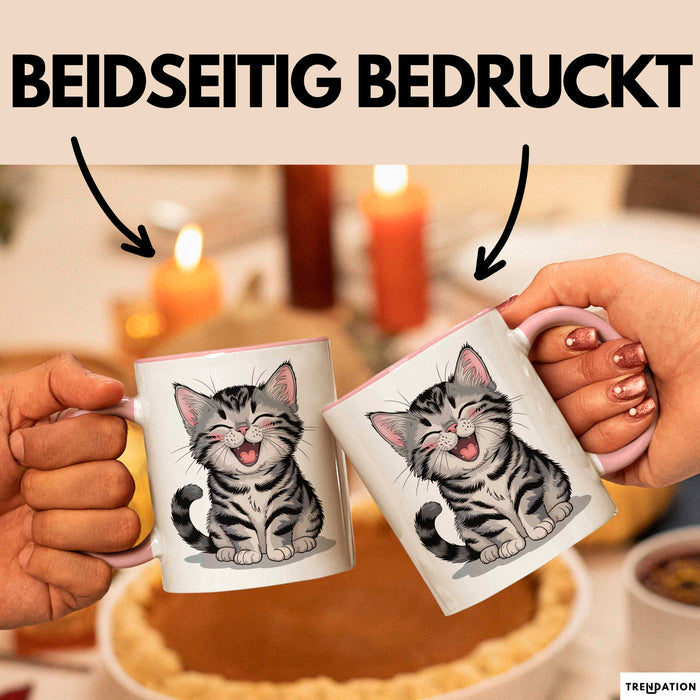 Katzen Tierliebhaber Tasse Geschenk Lustige Geschenkidee Spruch Rosa Trendation