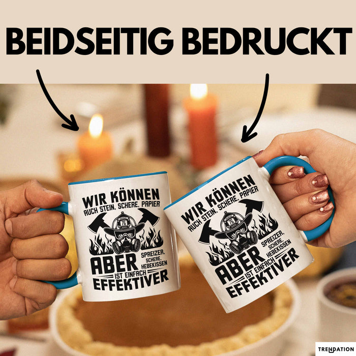 Feuerwehrmann Tasse Geschenk Wir Können Auch Stein Schere Papier Aber Spreizer Ist Effektiver Feuerwehr Geschenkidee Blau Trendation