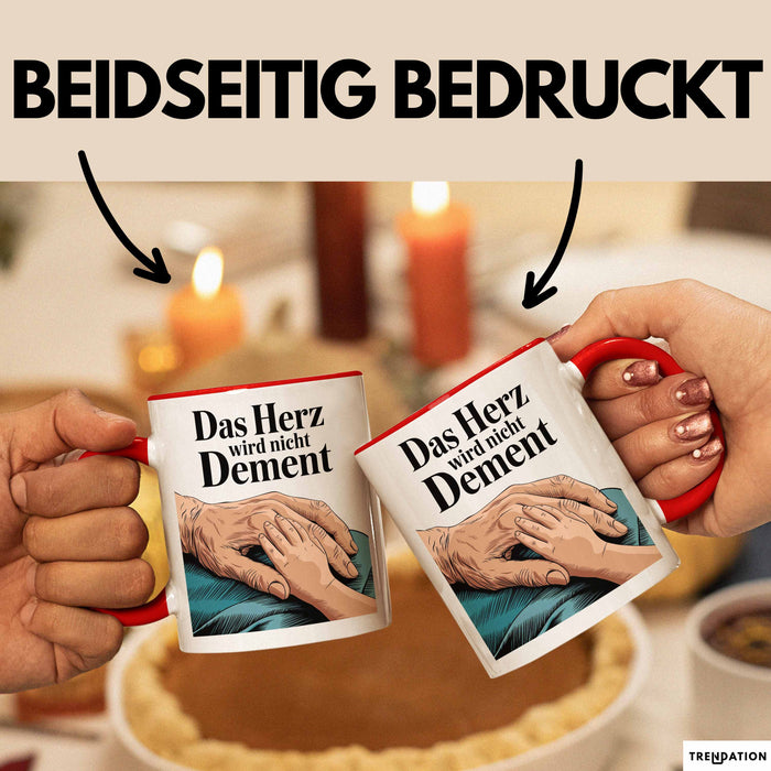 Krankenschwester Pflege Betreuung Tasse Geschenk Lustige Geschenkidee Spruch Das Herz Wird Nicht Dement Rot Trendation