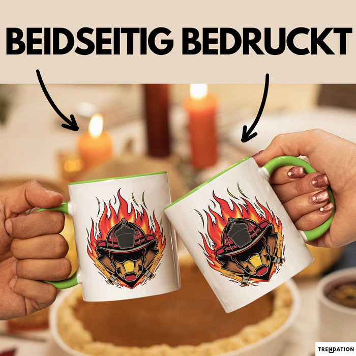 Feuerwehrmann Tasse Geschenkidee für Feuerwehrmann Spruch Grün Trendation