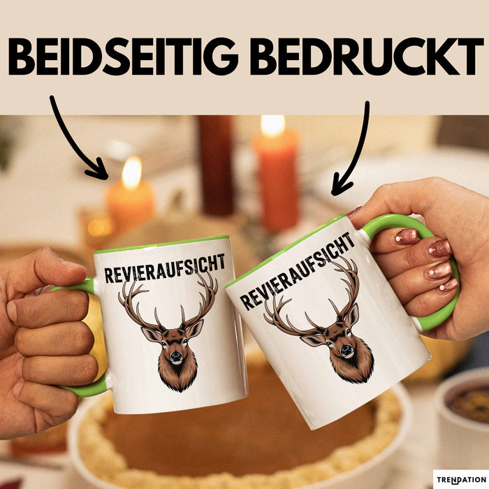 Hirschjäger Jagd Tasse Geschenk Bezirksaufsicht Spruch Grün Trendation