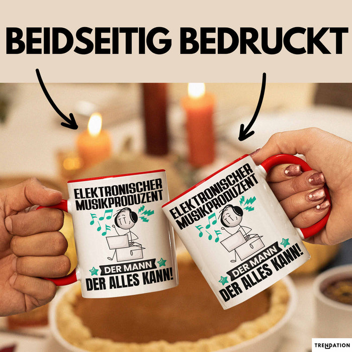ElektronischerMusikproduzent Tasse Geschenk für ElektronischerMusikproduzent Der Mann Der Alles Kann Geschenkidee zum Geburtstag Rot Trendation
