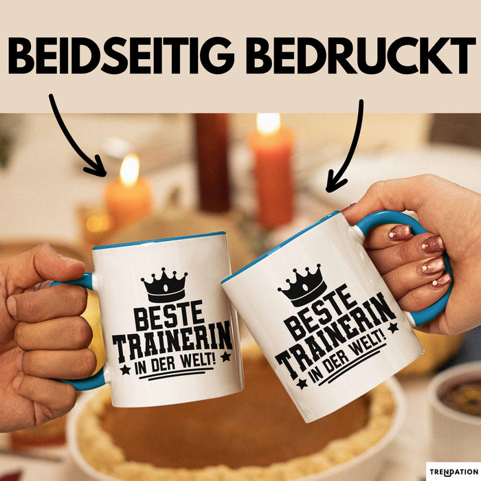 Trainerin Tasse Geschenk Beste Trainerin In Der Welt Fussball Handball Hockey Trainerin Blau Trendation