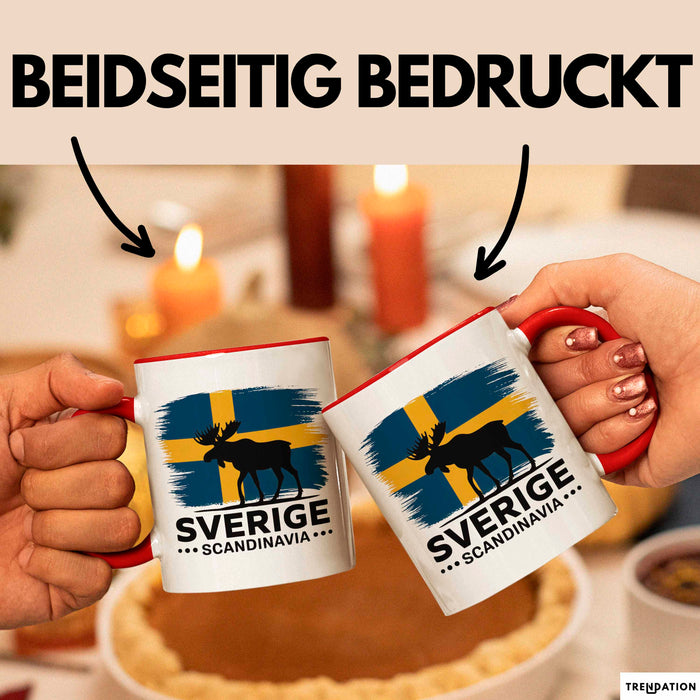 Schweden Skandinavien Schwedisch Tasse Geschenk Lustige Geschenkidee Spruch Elk Bull Sverige Scandinavia Rot Trendation