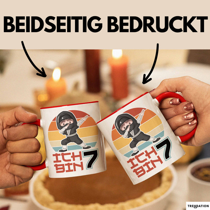 Kinder Tasse Geschenk Ich Bin 7 Ninja Junge Geburtstag Spruch Rot Trendation