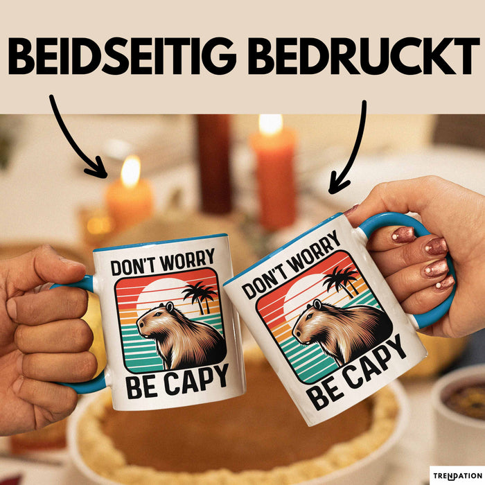Capybara Don'T Worry Be Capy Tasse Geschenk Capybara Tier Geschenkidee Blau Trendation