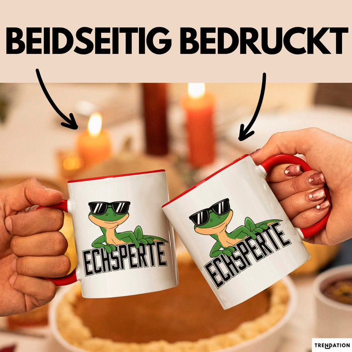Reptil Leopardgecko Echse Tasse Geschenk Lustige Geschenkidee Spruch Echsperte Rot Trendation