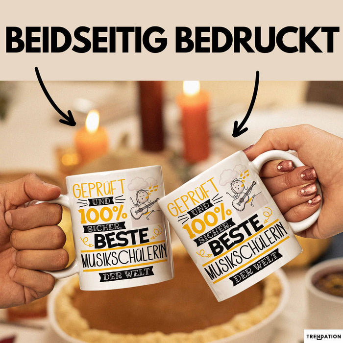 Beste Musikschülerin Der Welt Tasse Geschenk für Eine Musikschülerin Geprüft Und Sicher Geschenkidee Geburtstag Weihnachten Weiß Trendation