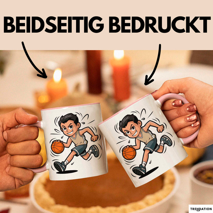 Basketballspieler Tasse Geschenkidee für Basketball Fans Rosa Trendation