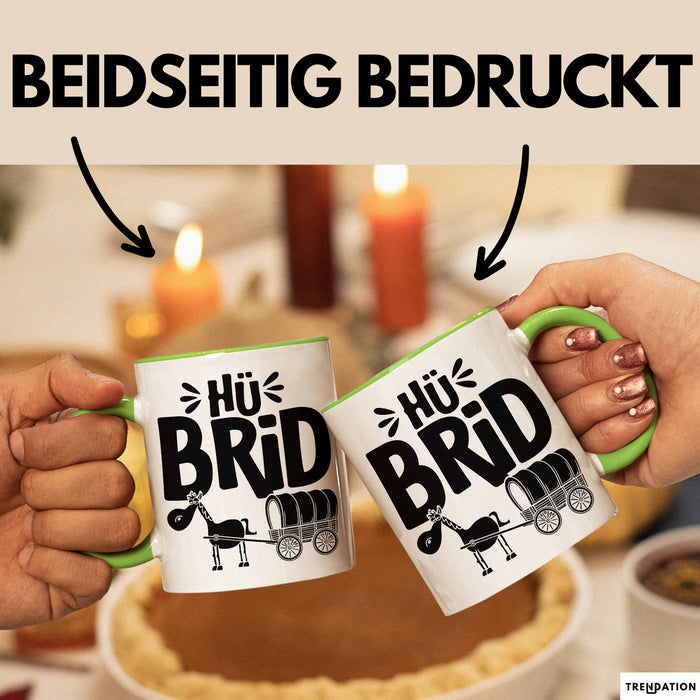 Hü Brid Tasse Geschenk Esel Hybrid Lustiges Hybrid Auto Pferd Esel Geschenkidee E-Auto Elektroauto Grün Trendation