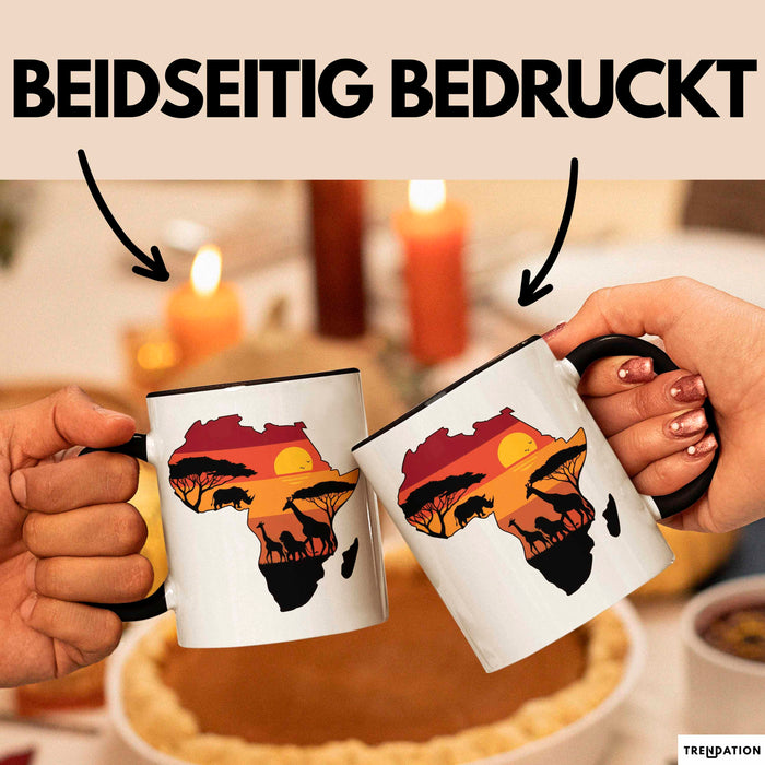 Afrika Karte Nashorn Tasse Geschenk Lustige Geschenkidee Spruch Schwarz Trendation
