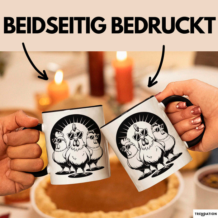 Huhn Tier Bauer Sonnenbrille Tasse Becher Geschenk Lustige Geschenkidee Spruch Trendation