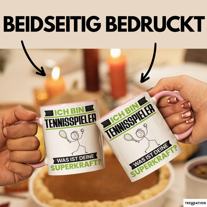 Tennisspieler Tasse Geschenk für Tennisspieler Geburtstag Lustiger Spruch Kaffee-Becher Was Ist Deine Superkraft Rosa Trendation
