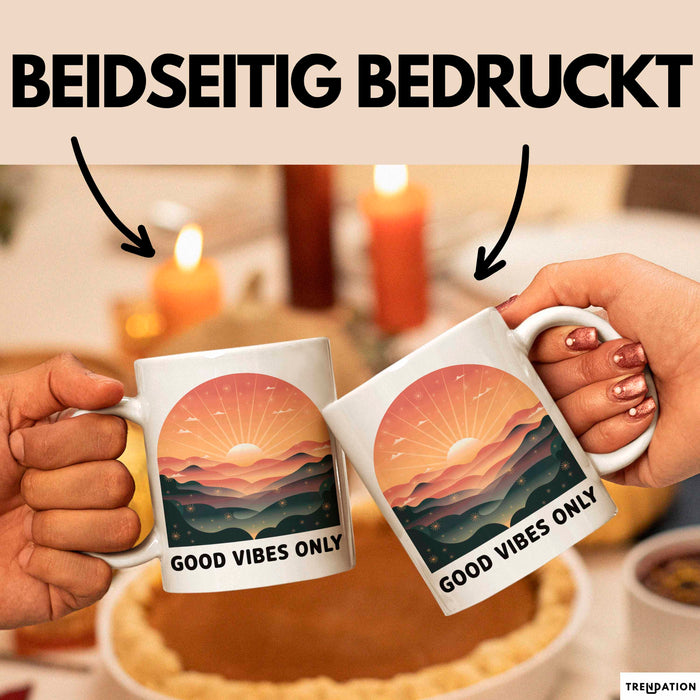 Positive Vibes Tasse Geschenk Lustige Geschenkidee Spruch Für Glückliche Seelen Weiß Trendation