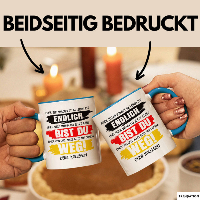 Office Arbeitskollege Tasse Geschenk Lustige Geschenkidee Spruch Alles Gute Auf Deinem Weg Deine Kollegen Blau Trendation