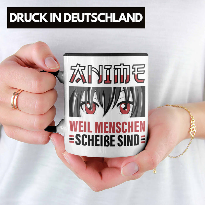TRENDATION Anime Tasse Geschenk Spruch Kaffeetasse Schwarz Trendation