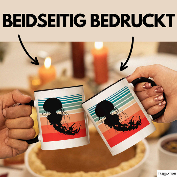 Quallen-Liebhaber Tasse Geschenkdiee Vintage Look Retro Becher Trendation