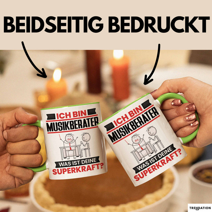 Musikberater Tasse Geschenk für Musikberater Geburtstag Lustiger Spruch Kaffee-Becher Was Ist Deine Superkraft Grün Trendation