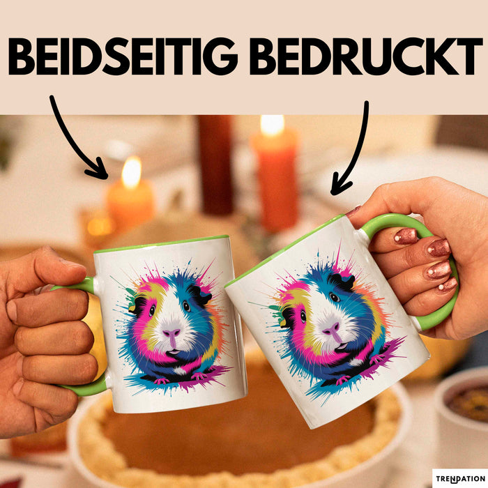 Buntes Meerschweinchen Tierliebhaber Tasse Geschenk Lustige Geschenkidee Spruch Grün Trendation