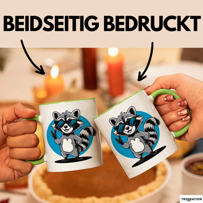 Waschbär Tierliebhaber Tasse Geschenk Lustige Geschenkidee Spruch Grün Trendation