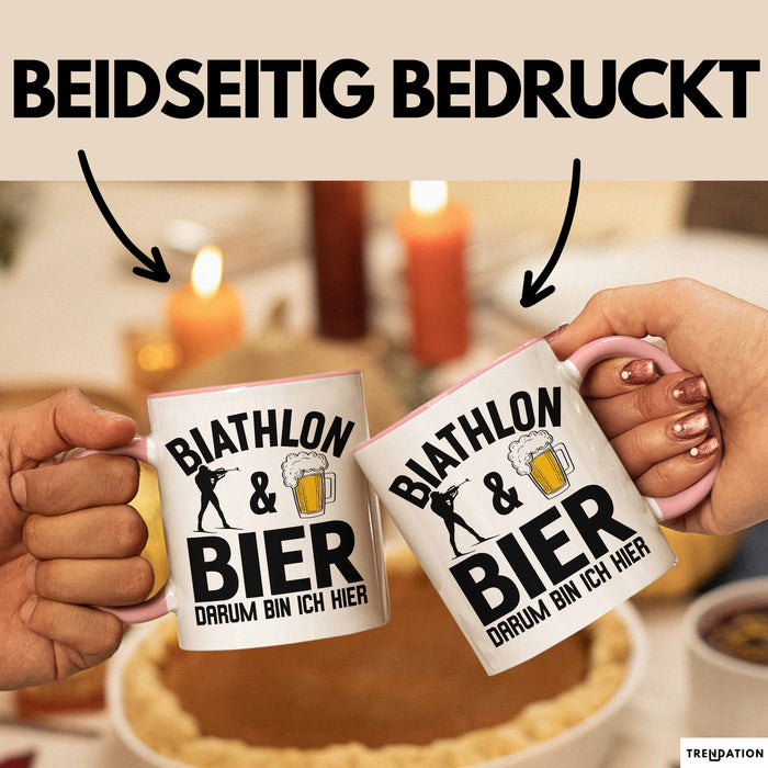 Biathlon Tasse Geschenk Wintersport Geschenke Biathlon Und Bier Darum Bin Ich Hier Ski Skifahrer Rosa Trendation