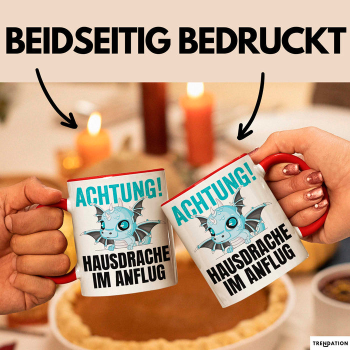 Hausdrache Im Anflug Tasse Geschenk Becher Rot Trendation