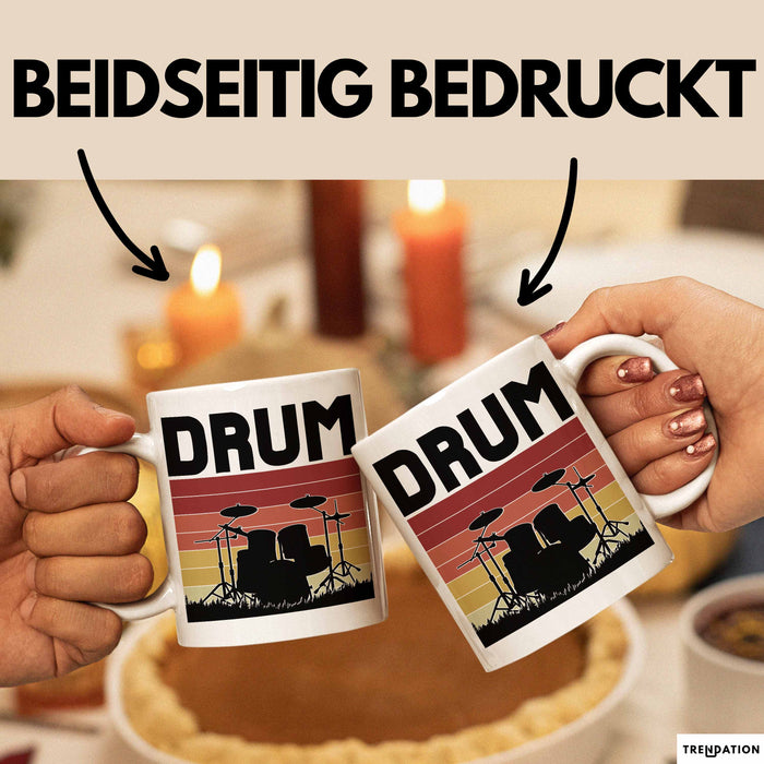 Drummer Schlagzeug-Spieler Geschenk Tasse Geschenkidee Kaffee-Becher Schlagzeuger Drum Weiß Trendation