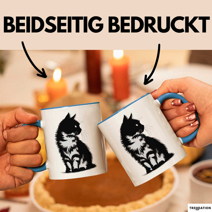Katzen Tierliebhaber Tasse Geschenk Lustige Geschenkidee Spruch Blau Trendation