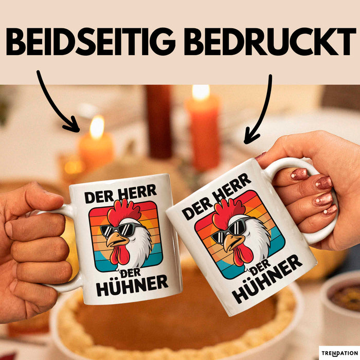 Huhn Tier Bauer Tasse Becher Geschenk Lustige Geschenkidee Spruch Der Herr Der Hühner Weiß Trendation