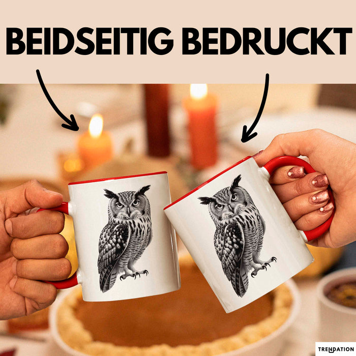 Eule Tierliebhaber Tasse Geschenk Lustige Geschenkidee Spruch Rot Trendation