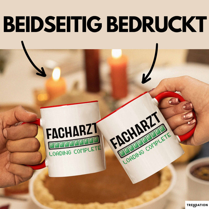 Facharzt Tasse Geschenk Werdender Arzt Geschenkidee Studium Medizin Kaffee-Becher Rot Trendation