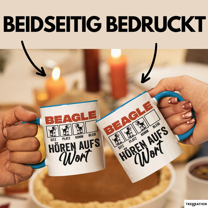 Beagle Hören Aufs Wort Tasse Geschenk Beagle Besitzer Mama Becher Blau Trendation