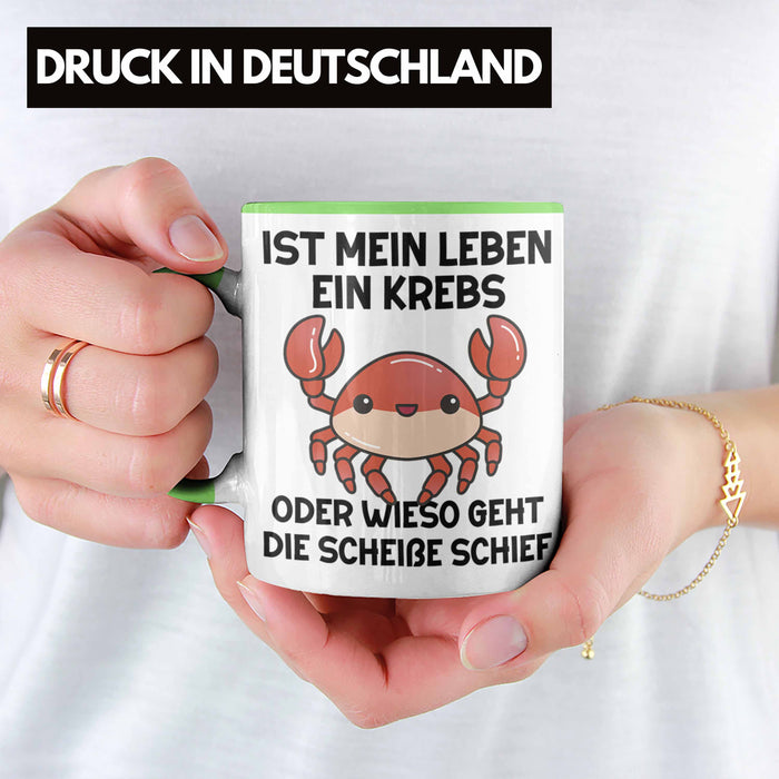 Dank Meme Tasse Spruch Internet Meme Geschenkidee Depressionen Ist Mein Leben Ein Krebs Oder Wieso Geht Die SCH Schief? Grün Trendation