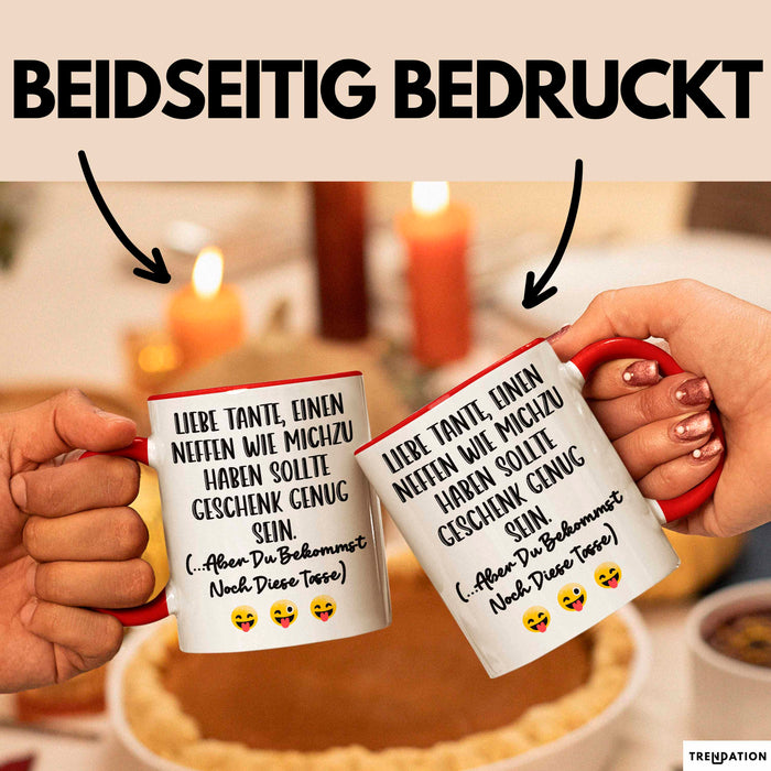 Tante Neffe Tasse Geschenk Lustige Geschenkidee Spruch Rot Trendation