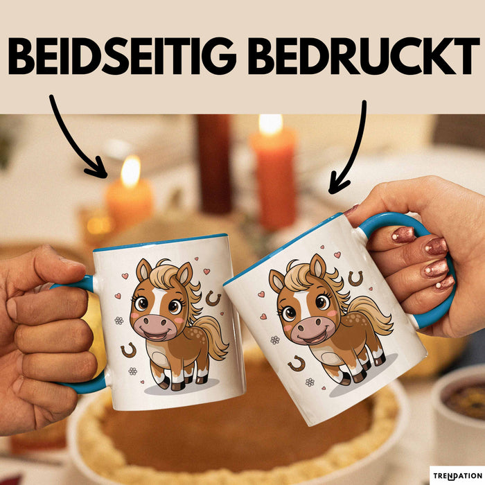 Pferdeliebhaber Tasse Geschenkidee für Reitsport Blau Trendation