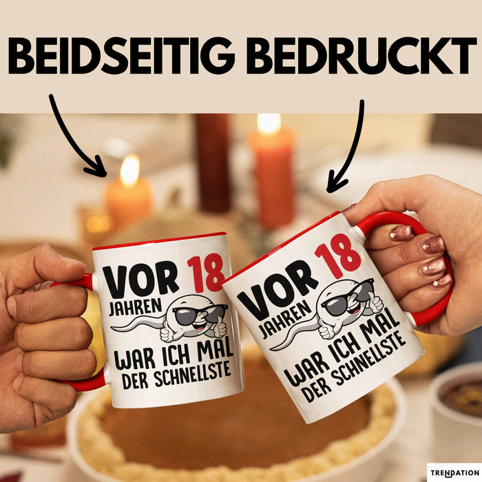 18. Geburtstag Tasse Geschenk Jungs Vor 8 Jahren War Ich Mal Der Schnellste Rot Trendation