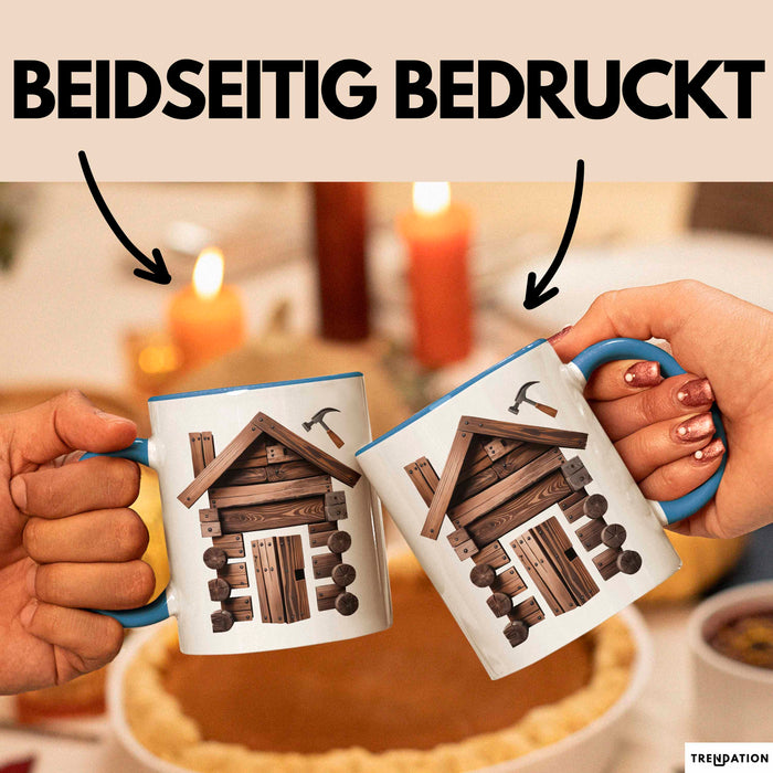 Zimmermann Tasse Geschenkidee für Holzhandwerker Blau Trendation