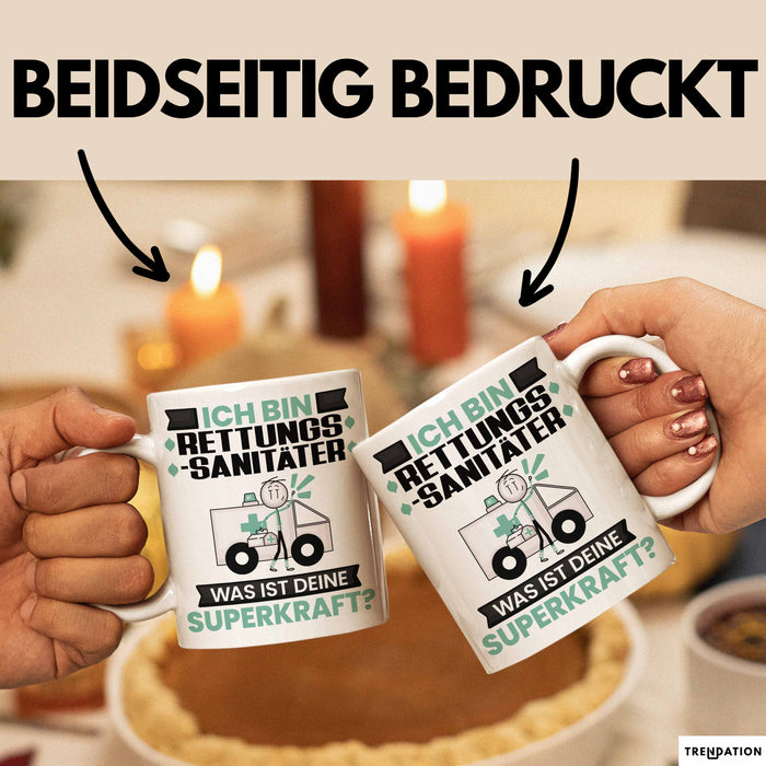 Rettungssanitäter Tasse Geschenk für Rettungssanitäter Geburtstag Lustiger Spruch Kaffee-Becher Was Ist Deine Superkraft Weiß Trendation