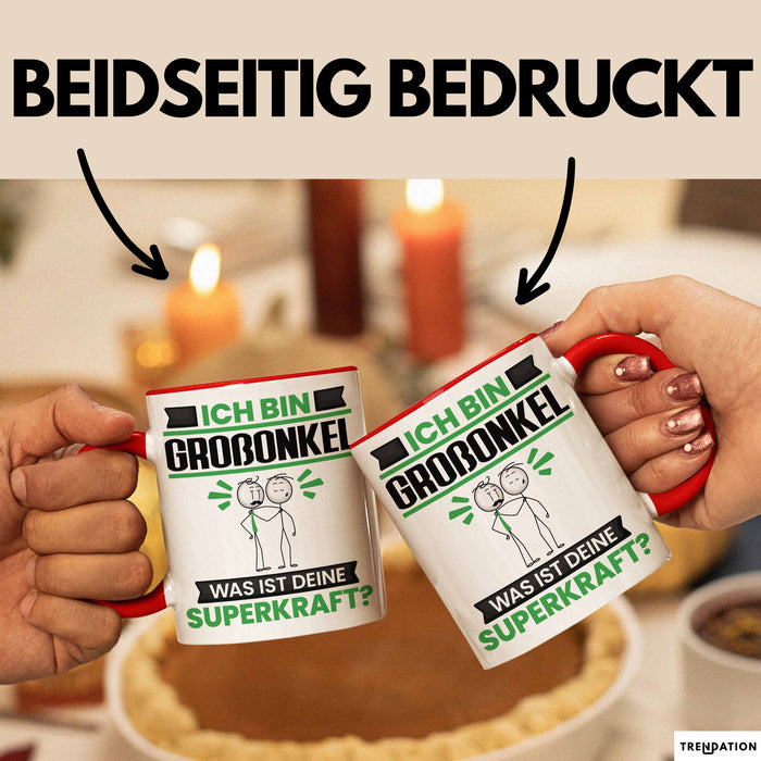 Großonkel Tasse Geschenk für Großonkel Geburtstag Lustiger Spruch Kaffee-Becher Was Ist Deine Superkraft Rot Trendation