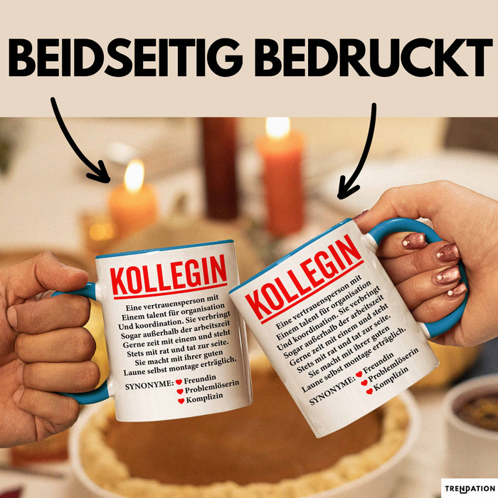 Büroarbeit Kollege Wertschätzung Tasse Geschenk Lustige Geschenkidee Spruch Kollegin Blau Trendation