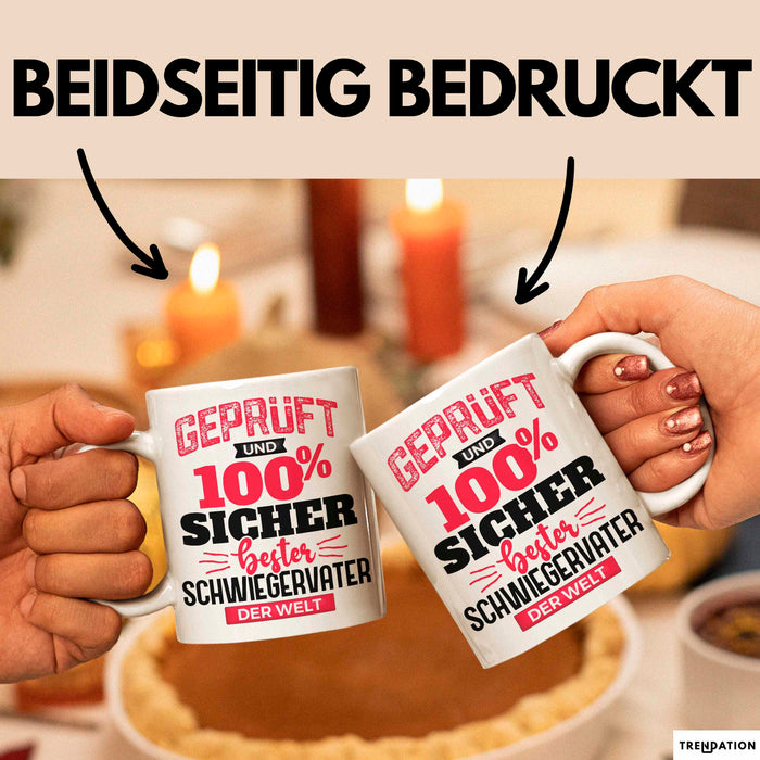 Schwiegervater Tasse Geschenk Geprüft Und Hundert Prozent Sicher Bester Schwiegervater Der Welt Becher Weiß Trendation