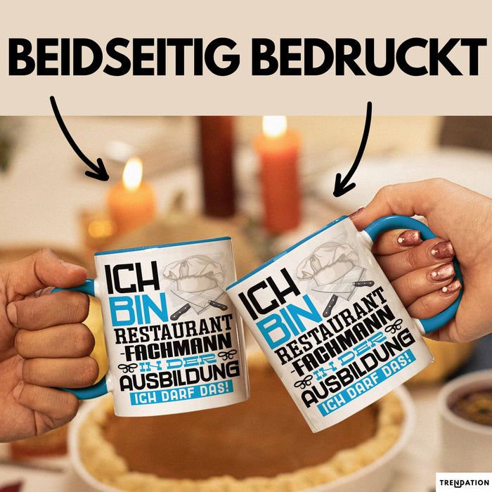 Restaurantfachmann Ausbildung Tasse Geschenk Ich Bin Restaurantfachmann In Der Ausbildung Ich Darf Das Geschenkidee Spruch Blau Trendation