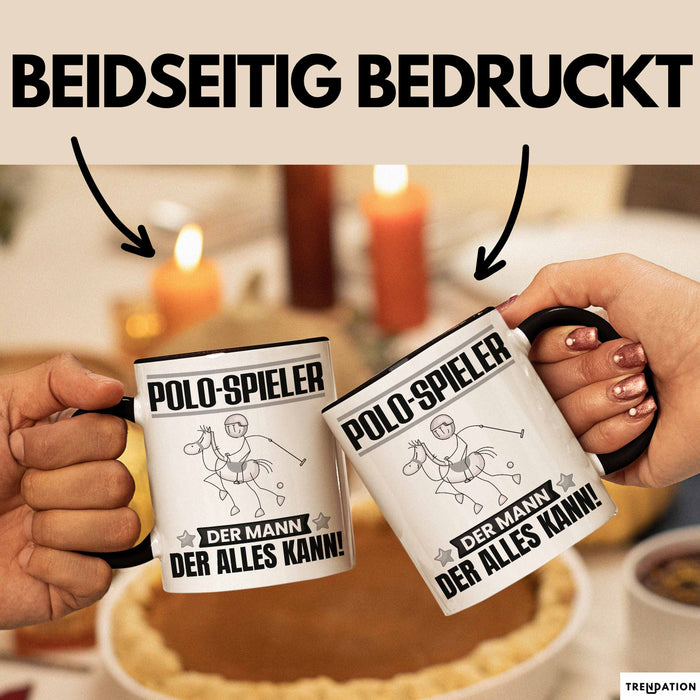 Polo-Spieler Tasse Geschenk für Polo-Spieler Der Mann Der Alles Kann Geschenkidee zum Geburtstag Schwarz Trendation