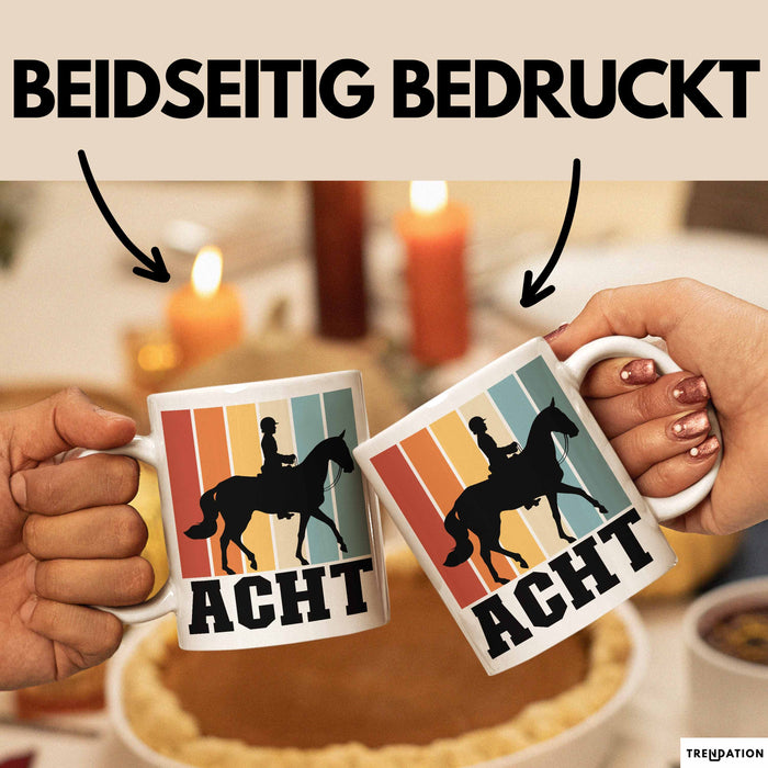 Tasse Geschenk Acht Retro Pferd Design Becher Weiß Trendation