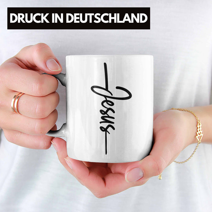 Jesus Christus Tasse Bibel Geschenk Kreuz Glauben Kirche Christliche Geschenkidee Weiß Trendation